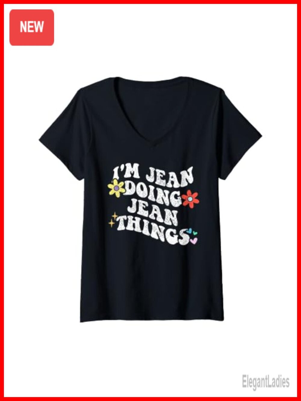 Womens Retro Groovy JEAN Doing JEAN Things Funny Mother's Day V-Neck T-Shirt